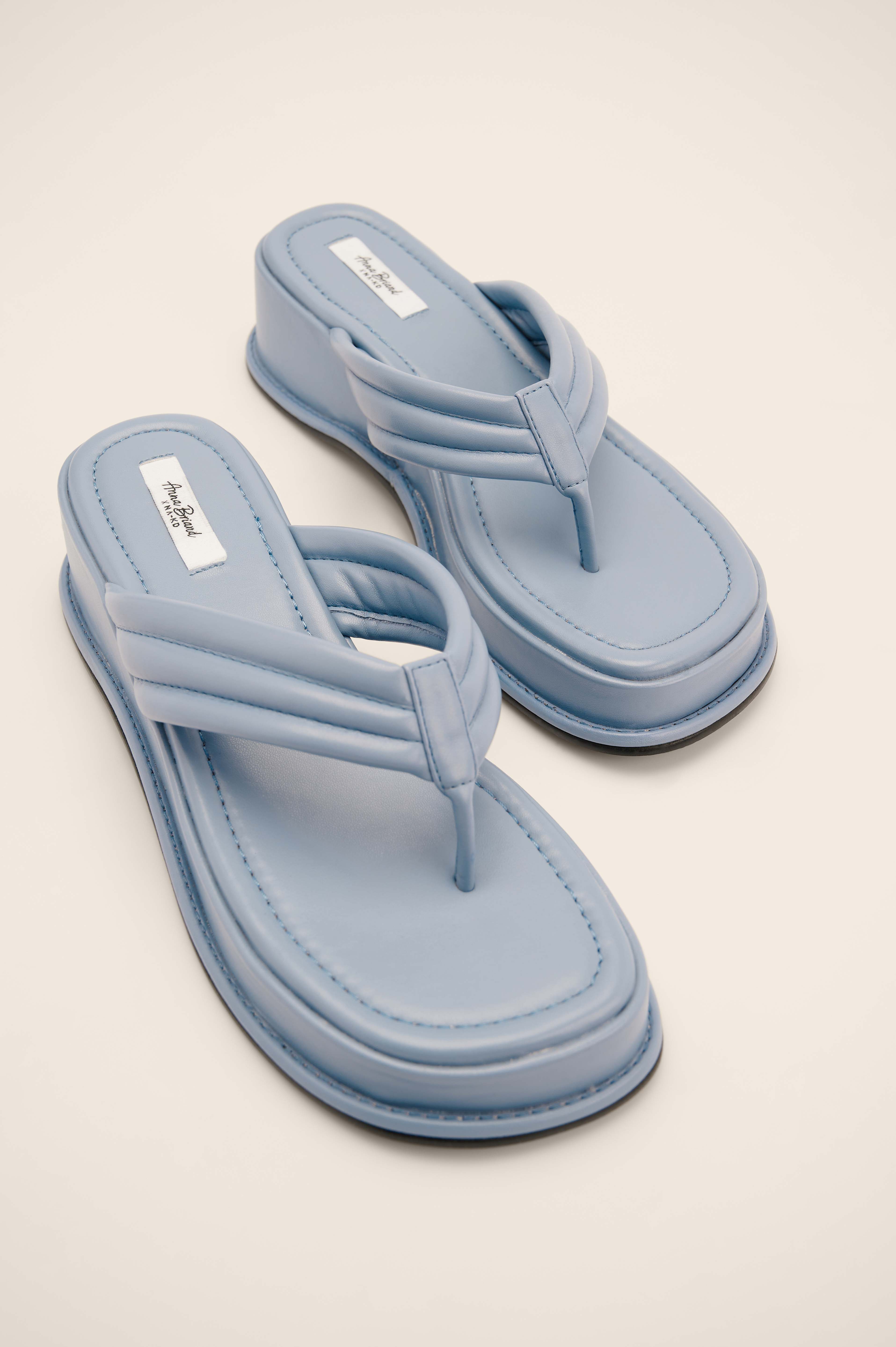blue platform flip flops