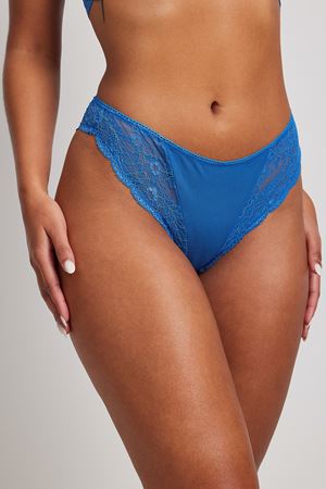 Cobolt Detail Flowy Lace Brazilian Panty