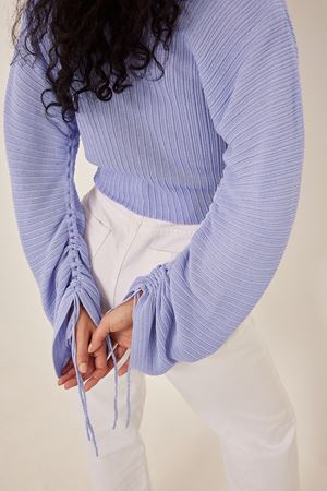 Lilac Fine Knitted Drawstring Detail Sweater