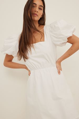White Organic Lacing Back Cotton Dress