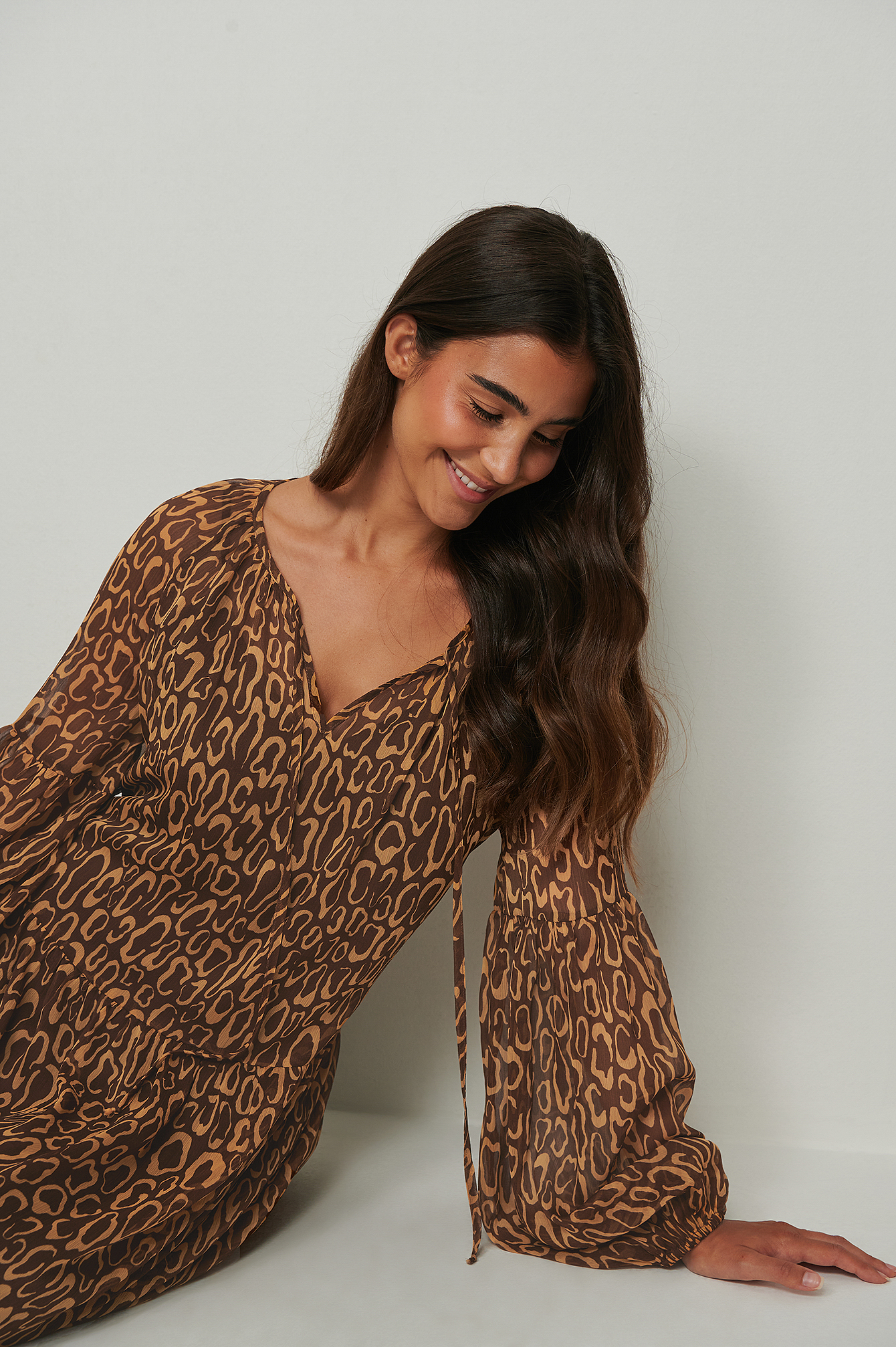 Leopard Print Maxi Sheer Dress