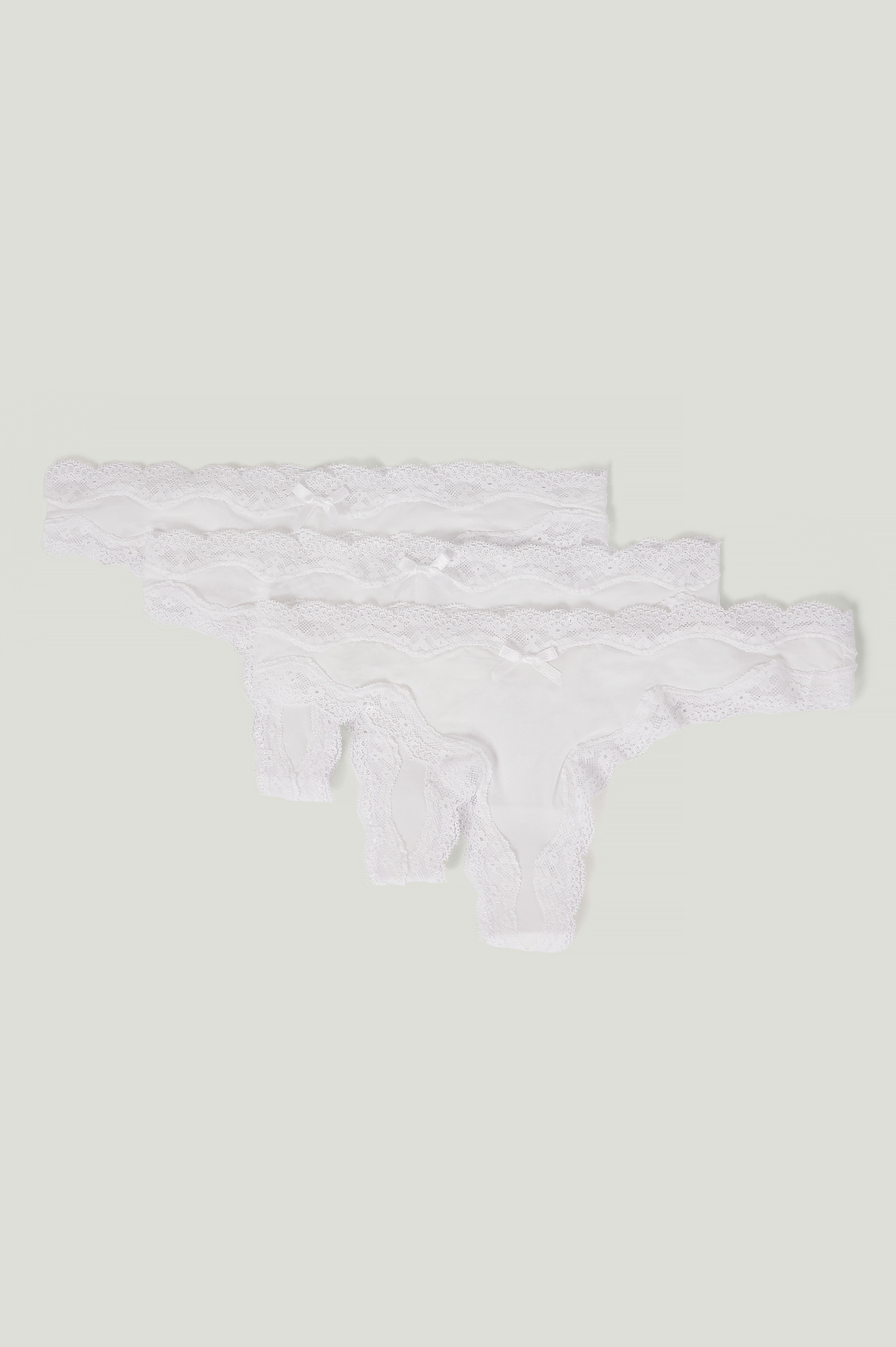 White Micro Lace Edge String 3-pack