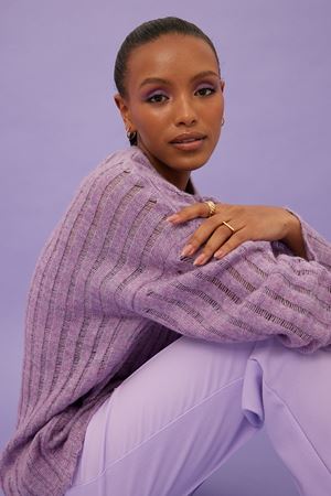 Lavender Round Neck Oversized Sweater