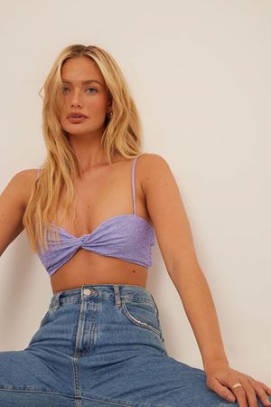 Lavender Structured Twist Front Cropped Top