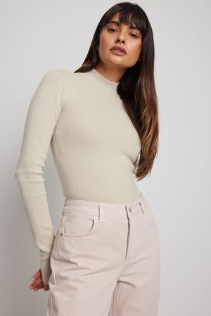 Sand Turtle Neck Long Sleeve Top