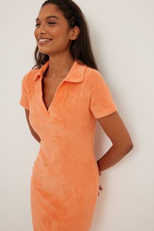 Orange Short Sleeve Terry Dress