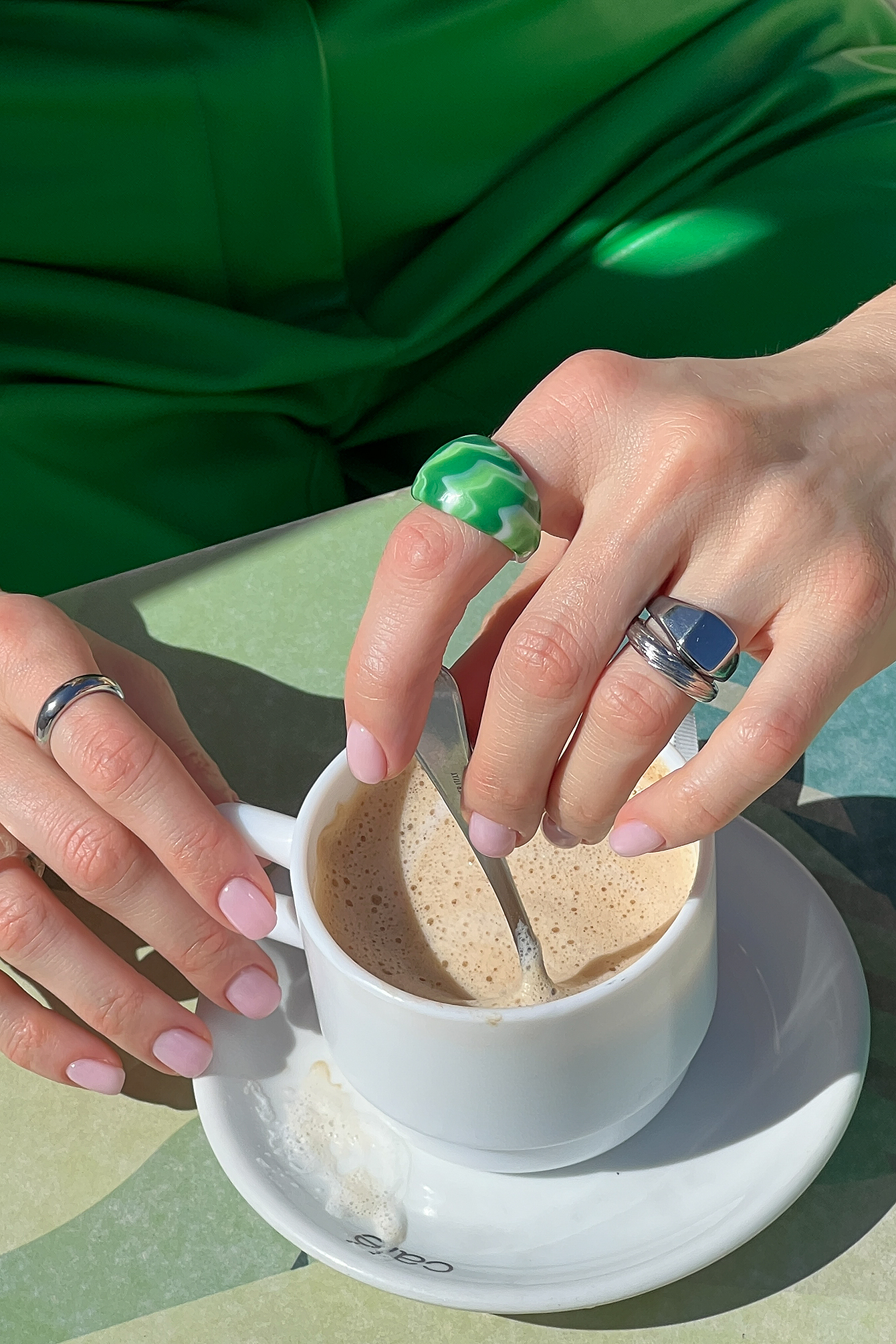 Green Swirl Glass Ring